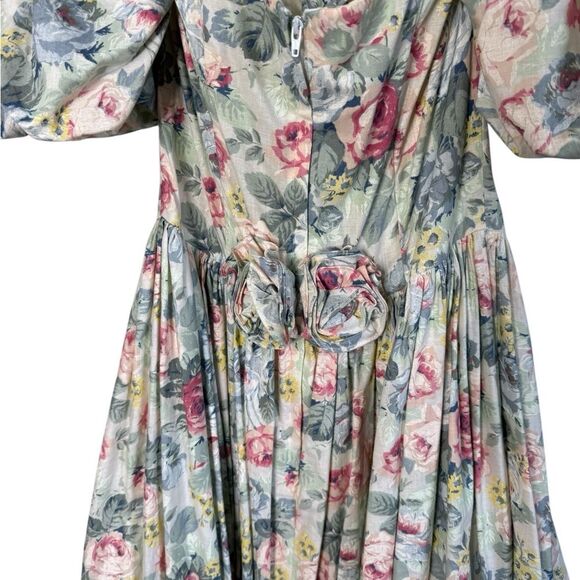 Vintage Jessica McClintock Bridal Rose Print with Rosette Detail Dress size 0 - Picture 5 of 10